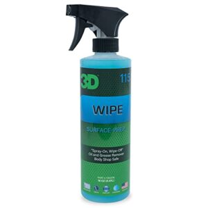 3d wipe ceramic coating surface prep - removes excess oils & lubricants from paint & glass prior to ceramic coating application 16oz.