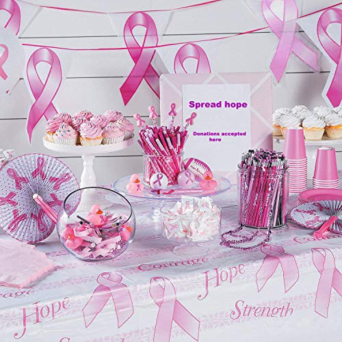 Breast Cancer Awareness Stickers 2 Rolls, 1000 Stickers Total - For Breast Cancer Awareness Accessories, Pink Ribbon Fundraising Supplies Bulk by 4E's Novelty