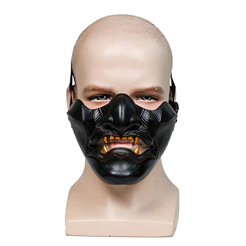 FirstCos Ghost of Tsushima Mask Jin Sakai Half Face Mask Cosplay Helmet Halloween Resin Mask Props Gifts Party Costume Accessory (Resin)