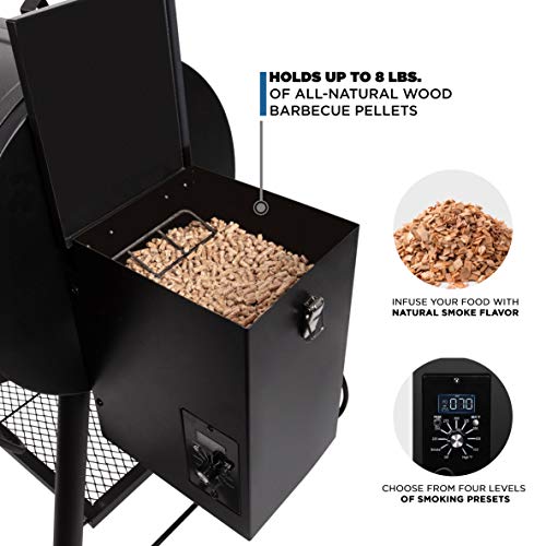 Ivation Automatic Wood Pellet Smoker & Grill | All-in-1 Electric Offset BBQ Smoker w/Digital LCD Precise Temperature Control, Built in Meat Probe, Flame Tamer, Utensil Rack & Grease Bucket