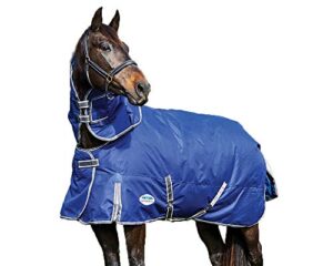 weatherbeeta comfitec premier free ii detach-a-neck heavy horse blanket, dark blue/grey/white, 78"