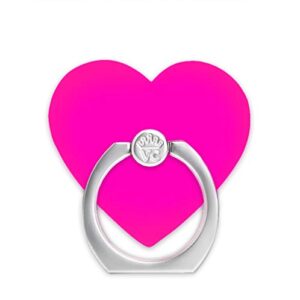 velvet caviar cell phone ring holder - finger ring & stand - improves phone grip compatible with iphone, galaxy and most smartphones (neon pink heart)