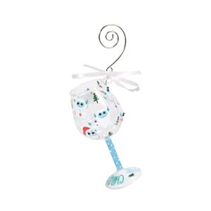 enesco designs by lolita is it christmas yeti miniature wine glass hanging ornament, 4.13 inch, multicolor