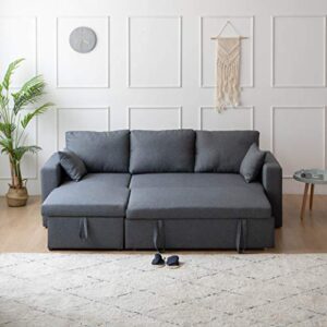 Kingway Sectional Sofa Bed with Storage Convertible Chaise Sofabed, 835336, Gray