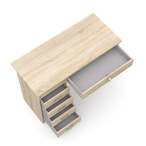 Tvilum, Oak Structure Walden Desk with 5 Drawers