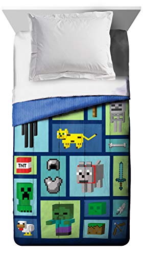 Minecraft Good Day Twin/Full Cooling Comforter - Super Soft Kids Bedding Features Creeper- Fade Resistant Polyester Microfiber Fill (Official Minecraft Product)