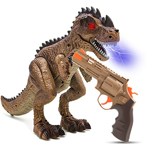 Greenbo Dinosaur Toys Jurassic T Rex Battle Attack Shooting Action Figure Multifunction Realistic Cool Walking RC Tyrannosaurus Rex Toy Good Dinosaur Toys for Kids Boys Girls 3up