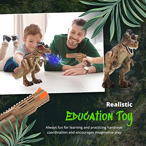 Greenbo Dinosaur Toys Jurassic T Rex Battle Attack Shooting Action Figure Multifunction Realistic Cool Walking RC Tyrannosaurus Rex Toy Good Dinosaur Toys for Kids Boys Girls 3up