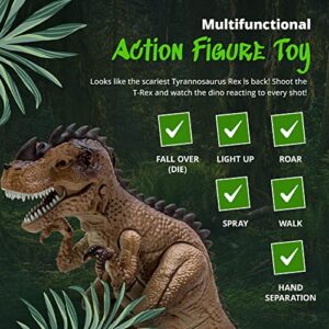 Greenbo Dinosaur Toys Jurassic T Rex Battle Attack Shooting Action Figure Multifunction Realistic Cool Walking RC Tyrannosaurus Rex Toy Good Dinosaur Toys for Kids Boys Girls 3up