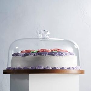 Godinger Cake Stand, Cake Plate Server Platter with Dome, Acacia Wood and Shaterproof Acrylic Lid