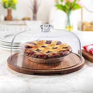 Godinger Cake Stand, Cake Plate Server Platter with Dome, Acacia Wood and Shaterproof Acrylic Lid