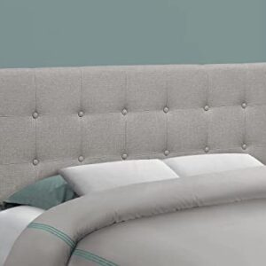 Monarch Specialties 6003F, Bedroom, Upholstered, Transitional Bed-Full Size Headboard, Grey Linen-Look