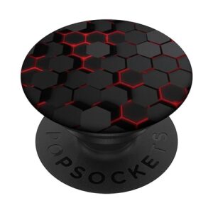 cool techno red black honeycomb abstract popsockets popgrip: swappable grip for phones & tablets popsockets standard popgrip