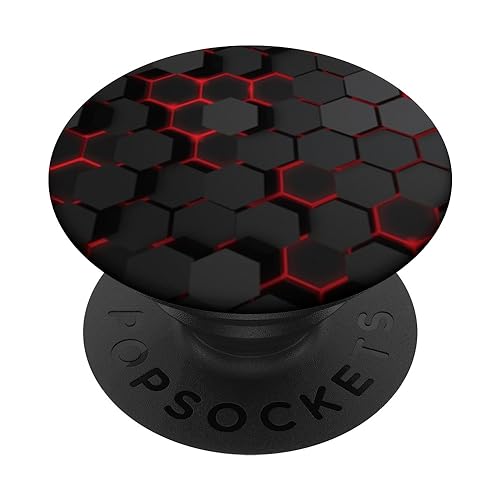 Cool Techno Red Black Honeycomb Abstract PopSockets PopGrip: Swappable Grip for Phones & Tablets PopSockets Standard PopGrip