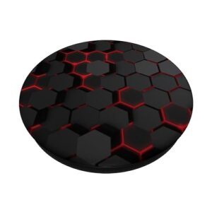 Cool Techno Red Black Honeycomb Abstract PopSockets PopGrip: Swappable Grip for Phones & Tablets PopSockets Standard PopGrip