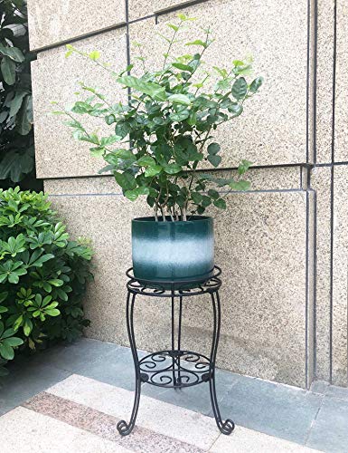 TREEZITEK 18.9inch Tall Plant Stand for Flower Pot Heavy Duty Potted Holder Indoor Outdoor Metal Rustproof Iron Garden Container Round Supports Rack