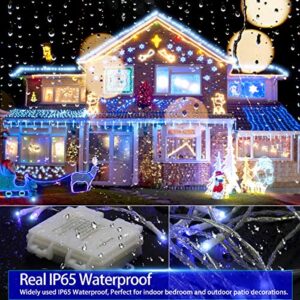 [Remote Control] Fairy String Lights Battery Operated, 33FT 100 LED Christmas Lights IP65 Waterproof with Timer, Memory Function and 8 Lighting Modes for Indoor Outdoor Xmas Halloween Wedding - Blue