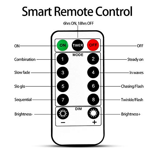 [Remote Control] Fairy String Lights Battery Operated, 33FT 100 LED Christmas Lights IP65 Waterproof with Timer, Memory Function and 8 Lighting Modes for Indoor Outdoor Xmas Halloween Wedding - Blue