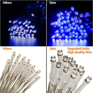 [Remote Control] Fairy String Lights Battery Operated, 33FT 100 LED Christmas Lights IP65 Waterproof with Timer, Memory Function and 8 Lighting Modes for Indoor Outdoor Xmas Halloween Wedding - Blue