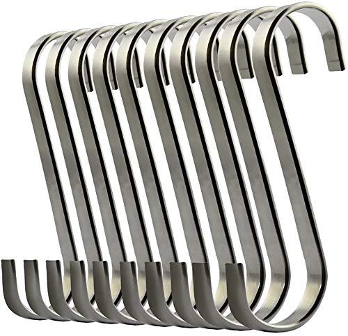 Lemonfilter 10 Pack S Shaped Hooks Stainless Steel S Hanging Hooks Heavy-Duty Hangers for Kitchen Bedroom and Office