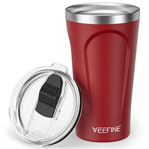 veefine travel coffee mug 20oz ergonomic appearance insulated tumblers dishwasher safe 18/8 stainless steel tumblers cup holder friendly bpa-free