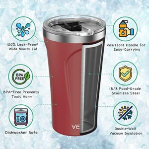 VEEFINE Travel Coffee Mug 20oz Ergonomic Appearance Insulated Tumblers Dishwasher Safe 18/8 Stainless Steel Tumblers Cup Holder Friendly BPA-Free