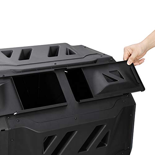 JungleA 43 Gallon Large Compost Tumbler Bin Dual Chambers Composting Tumbler Rotating Waste Bin Outdoor Garden All Season