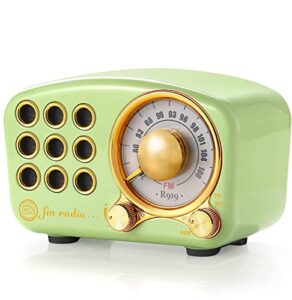 retro bluetooth speaker, vintage radio-greadio fm radio with old fashioned classic style, strong bass enhancement, loud volume, bluetooth 5.0 wireless connection, tf card and mp3 player (green)