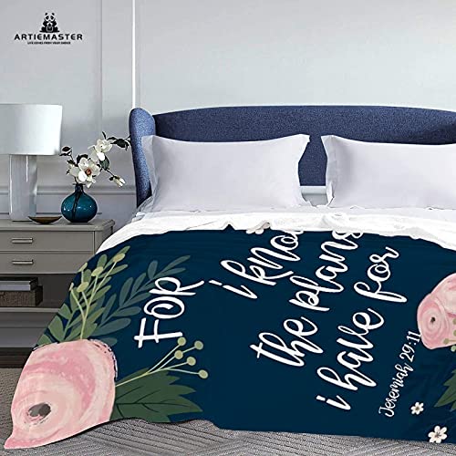 ARTIEMASTER Hope Faith Prayer Bible-Jeremiah 29:11 Flannel Blanket Throw Cozy Soft Quilt Fit Office Dormitory Home Farmhouse Travel for Adult 60 X 80 Inch for Adult