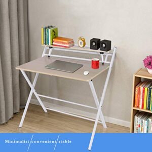 Tomppy 32inch Folding Desk for Small Spaces - Home Office Desk Simple Laptop Writing Table Multifunctional Study Writing Computer Desk Workstation for Home Office Use with Storage Shelf (1PC)