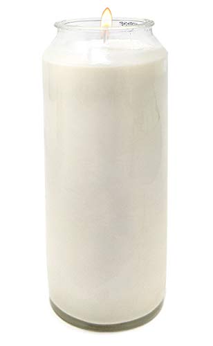 Hyoola 9 Day White Prayer Candle in Glass Jar- 1 Pack - Memory Candle for Religious, Memorial, Vigil and Emergency - 100% Vegetable Oil Wax