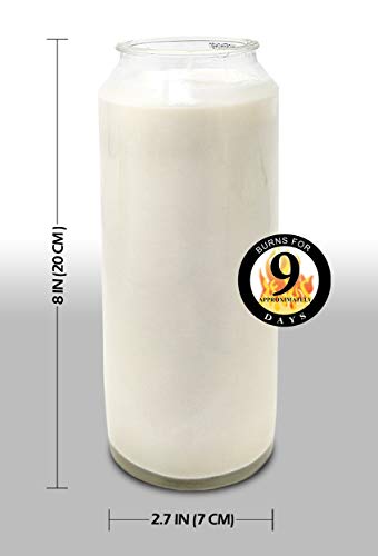 Hyoola 9 Day White Prayer Candle in Glass Jar- 1 Pack - Memory Candle for Religious, Memorial, Vigil and Emergency - 100% Vegetable Oil Wax