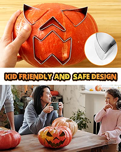 JUSTOTRY Simple & Safe Pumpkin Carving Kit for Kids, Halloween Stainless Steel Pumpkin Carving Tools, Non-knife Pumpkin Carving Stencils, Pumpkin Carving Sets for Adults, Pumpkin Carver, Durable