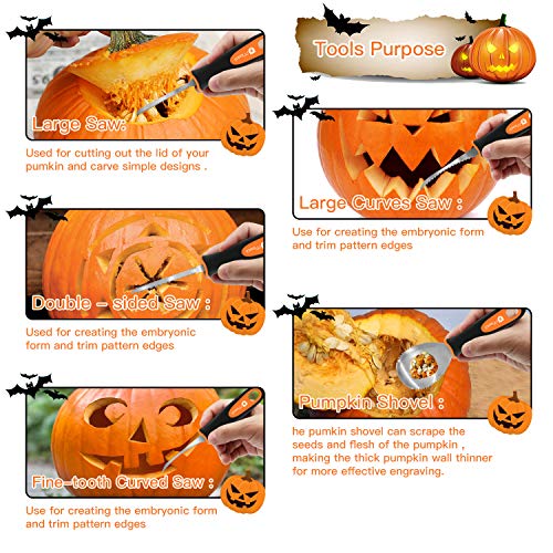 Moocii Pumpkin Carving Knife for Halloween DIY Decoration Pumpkin Carver 10 Pieces Pumpkin Carving Knives and Forks Tools Stainless Steel Double-Side Sculpting Tool Carving Knife Set