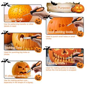 Moocii Pumpkin Carving Knife for Halloween DIY Decoration Pumpkin Carver 10 Pieces Pumpkin Carving Knives and Forks Tools Stainless Steel Double-Side Sculpting Tool Carving Knife Set
