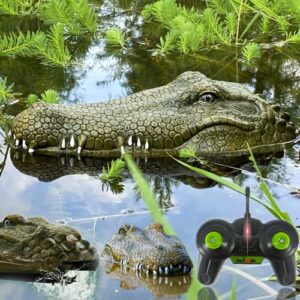 akargol 2.4 ghz remote control alligator head rc boats for adults and kids - large decoy and floating crocodile head prank, rechargeable battery, boat lake & pool toy