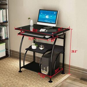 Glass Top Computer Workstation Computer Desk - Large Tempered Glass Computer Table for Home Office