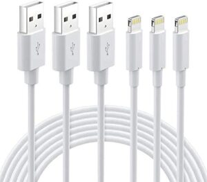 lightning cable mfi certified - iphone charger 3pack 3ft lightning to usb a charging cable cord compatible with iphone 14 13 12 se 2020 11 xs max xr x 8 7 6s 6 plus 5s ipad pro ipod airpods - white