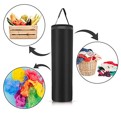 Outus 3 Pieces Plastic Bag Holder Folding Hanging Storage Grocery Bag Trash Bags Holder Organizer (Black)