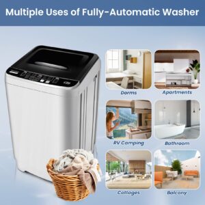 Portable Washing Machine 17.8 Lbs Mini Compact Washer Laundry Washer And Dryer With Drain Pump, 10 Programs Selections with LED Display Low Noise Easy Store for Apartments, Dorms, College Rooms