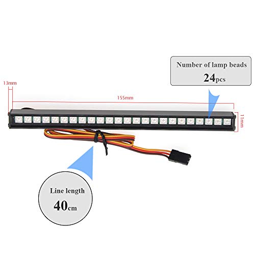 RC LED Light bar Roof LED Lamp Kit 20 Light Modes Control 155mm for 1/10 TRX-4 TRX-6 D90 HSP Redcat RC4WD Tamiya Axial SCX10 HPI DIY RC Car Crawler Truck