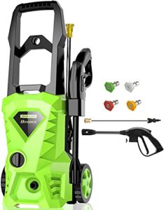 homdox 2.6gpm pressure washer 1500w electric power washer with 4 nozzles longer cables and hoses electric pressure washer for cleaning cars, driveways,garden