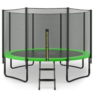 calmmax trampolines 12ft jump recreational trampolines with enclosure net - astm approved - combo bounce outdoor trampoline for kids family happy time