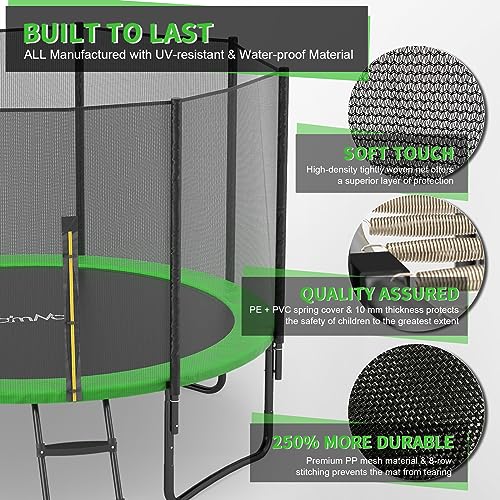 CalmMax Trampolines 12FT Jump Recreational Trampolines with Enclosure Net - ASTM Approved - Combo Bounce Outdoor Trampoline for Kids Family Happy Time