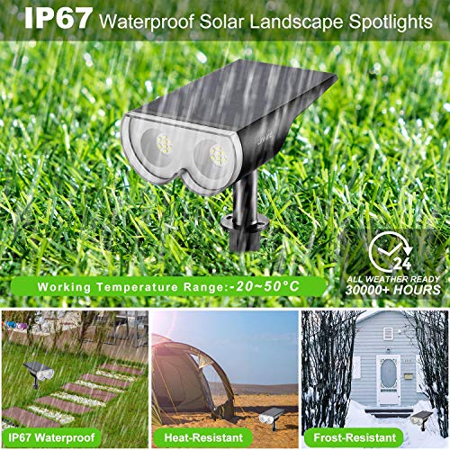 Linkind StarRay Solar Spot Lights Outdoor, 16 LEDs IP67 Waterproof Dusk-to-Dawn Solar Landscape Spotlights, 6500K Daylight Wall Lights, Solar Outdoor Lights for Garden Yard Driveway Walkway, 6 Pack