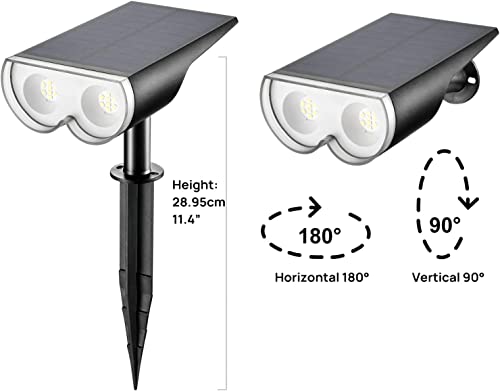 Linkind StarRay Solar Spot Lights Outdoor, 16 LEDs IP67 Waterproof Dusk-to-Dawn Solar Landscape Spotlights, 6500K Daylight Wall Lights, Solar Outdoor Lights for Garden Yard Driveway Walkway, 6 Pack