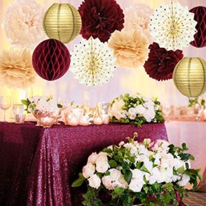 70th Birthday Decorations for Women Burgundy Rose Gold 70th Birthday Party Decorations Polka Dot Fans for Happy 70th Birthday Party Fall Burgundy Rose Gold 70 Birthday Decorations Autumn