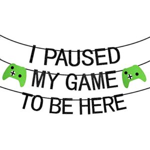 kauayurk video game party supplies, i paused my game to be here gaming party banner decoration, game theme birthday party banner for kids and boys