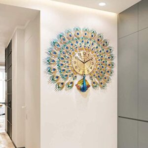 Wall Clock Peacock Wall Clock European Peacock Home Decor Wall Clock Living Room Silent Wall Clock,80CM