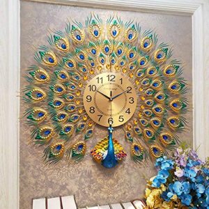 Wall Clock Peacock Wall Clock European Peacock Home Decor Wall Clock Living Room Silent Wall Clock,80CM